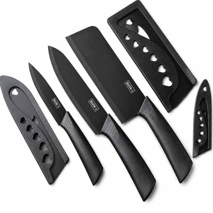 3-Piece Kitchen Knife Set with Block - fundo branco