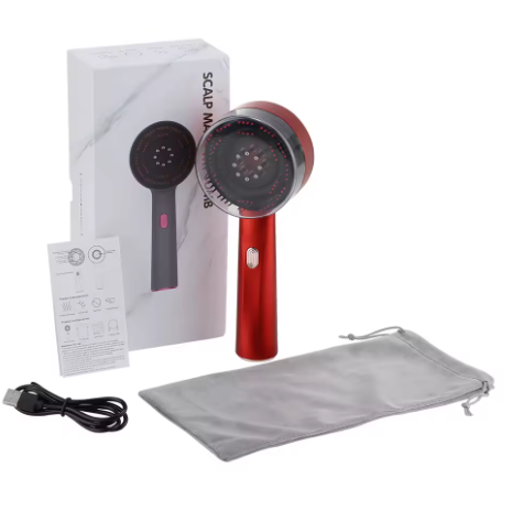 Red light scalp massager for hair oiling and scalp stimulation