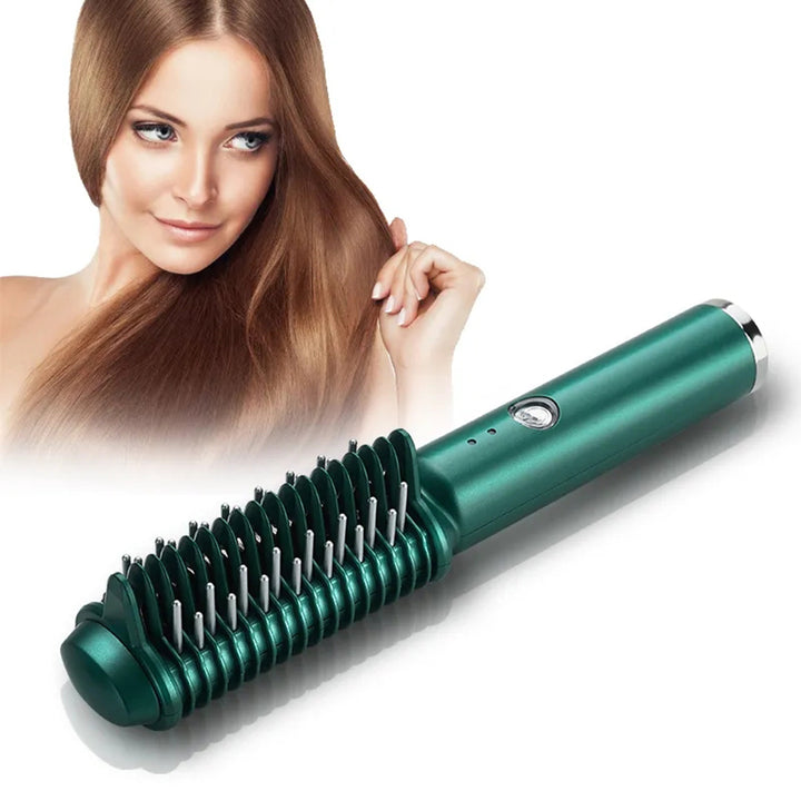 2-in-1 electric hair comb for curling and straightening