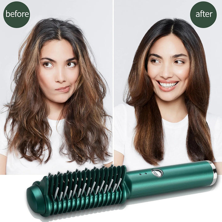 2-in-1 electric hair comb for curling and straightening
