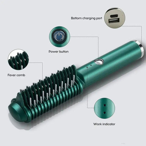 2-in-1 electric hair comb for curling and straightening