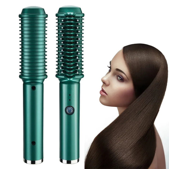 2-in-1 electric hair comb for curling and straightening