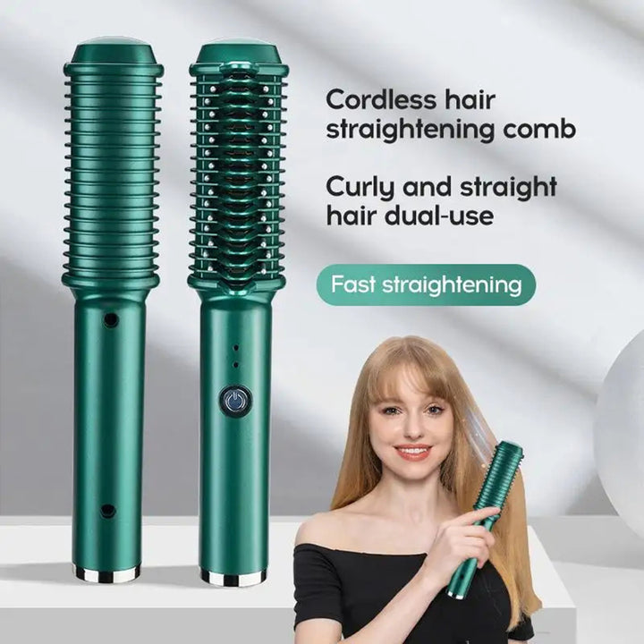 2-in-1 electric hair comb for curling and straightening