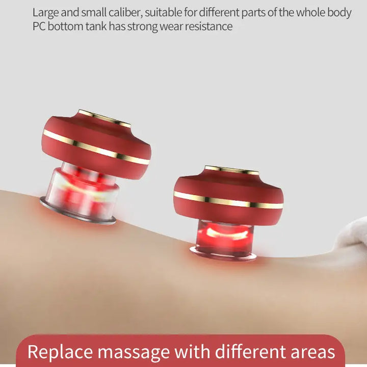 Portable electric cupping massager with red light therapy, 2 cups