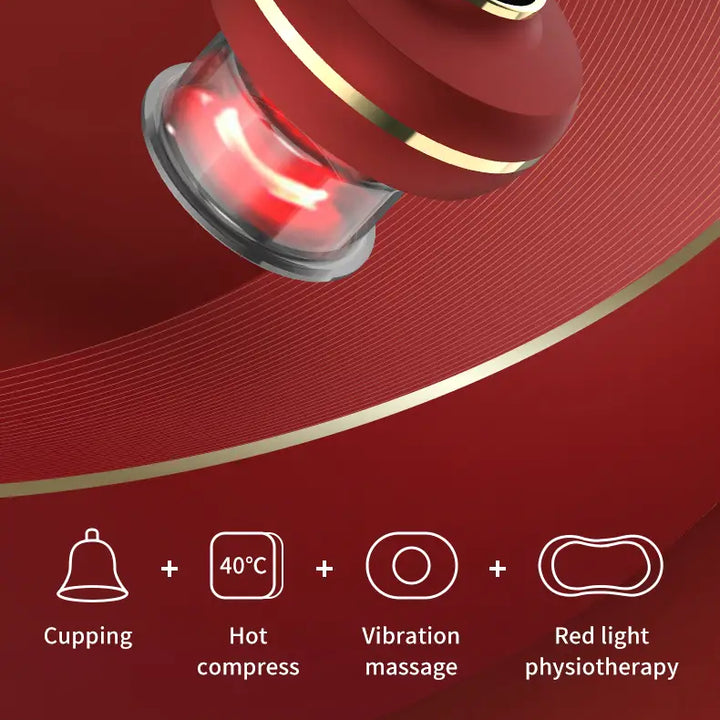 Portable electric cupping massager with red light therapy, 2 cups