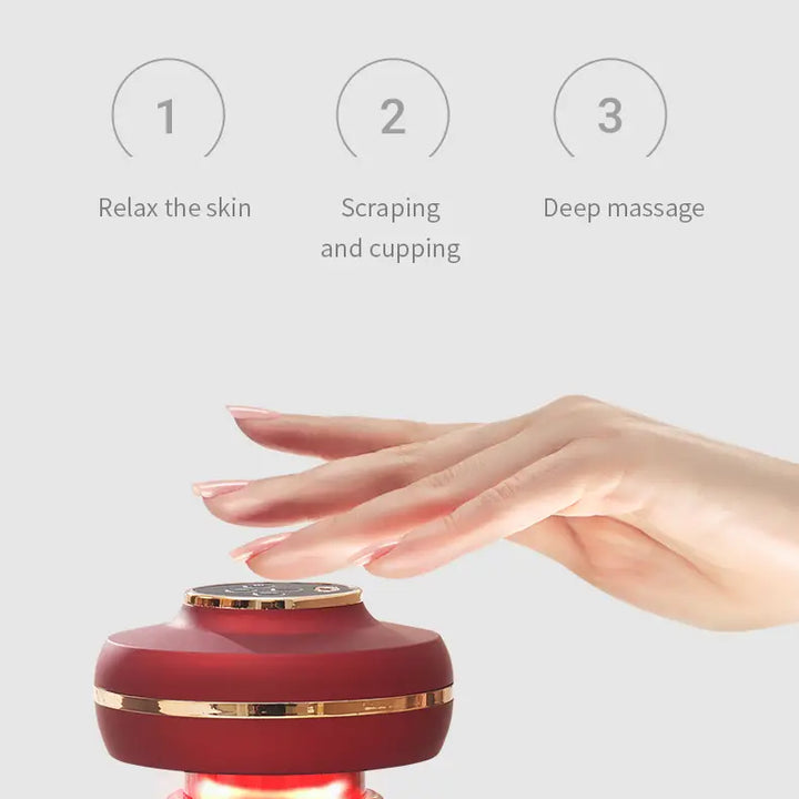 Portable electric cupping massager with red light therapy, 2 cups