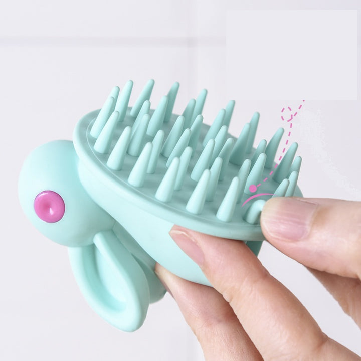 Soft silicone shampoo brush for kids, scalp massage bath tool