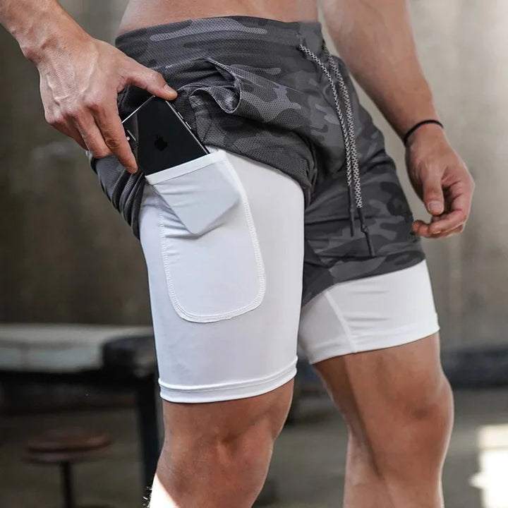 Men's 2-in-1 quick-dry running shorts with liner