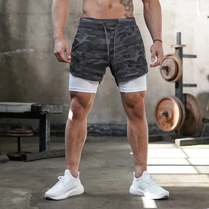 Men's 2-in-1 quick-dry running shorts with liner