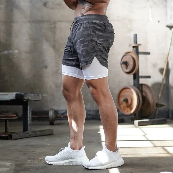 Men's 2-in-1 quick-dry running shorts with liner
