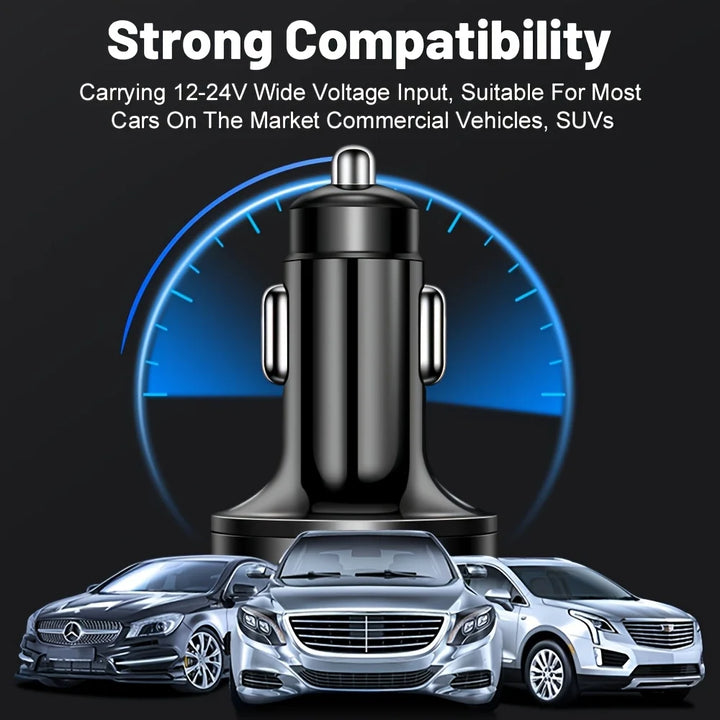 6-in-1 fast charging car adapter with digital display