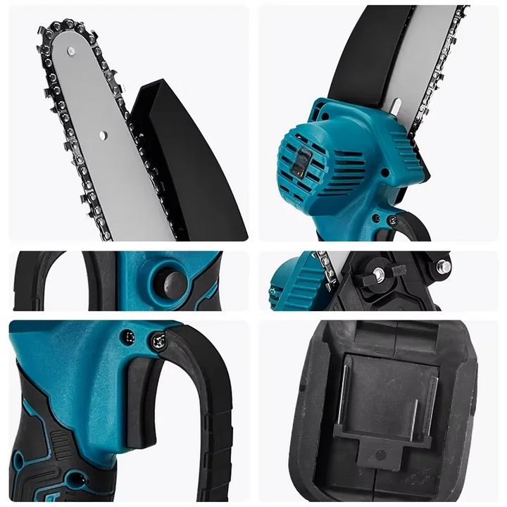 1700RPM 6 Inch Mini Li-Ion Electric Chainsaw One Hand Portable Saw Fit 18V Makita Battery for Wood Cutting （No Battery）