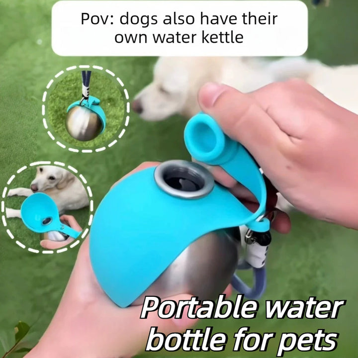 Stainless Steel Dog Water Bottle with Bowl – silicone bowl detail