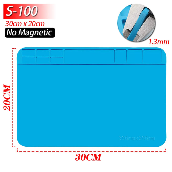 Heat-resistant silicone soldering mat with anti-static surface