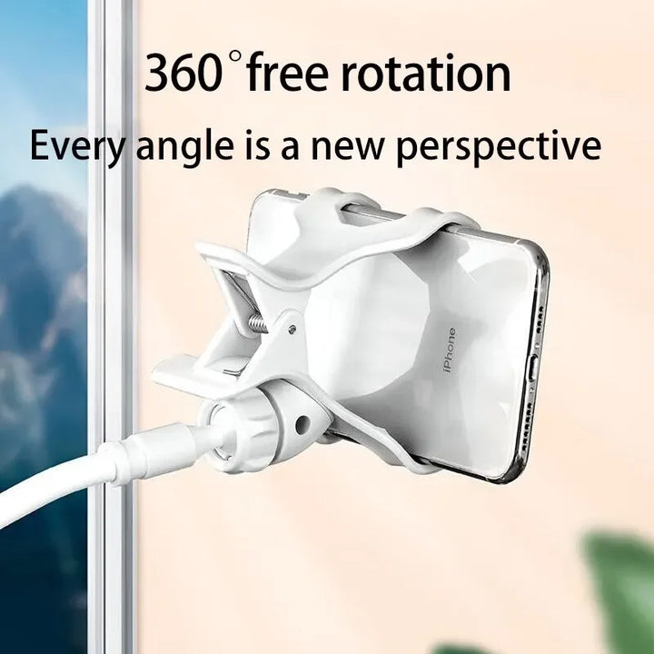 Flexible gooseneck phone holder clamp with long arm