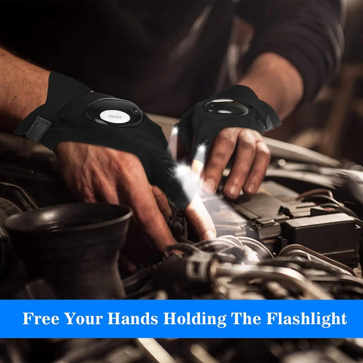 LED fingerless gloves for night fishing and outdoor work