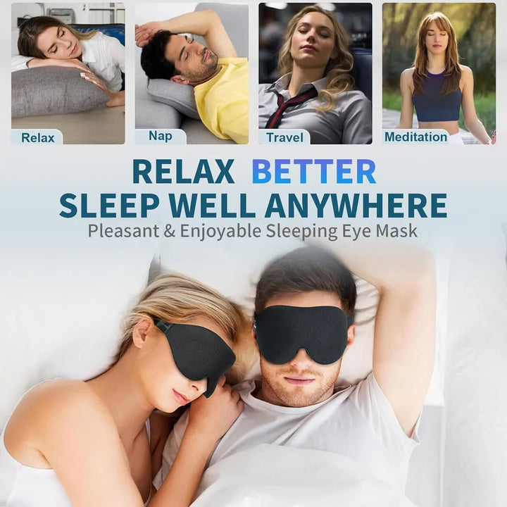 3D contoured memory foam sleep mask, light-blocking eye mask