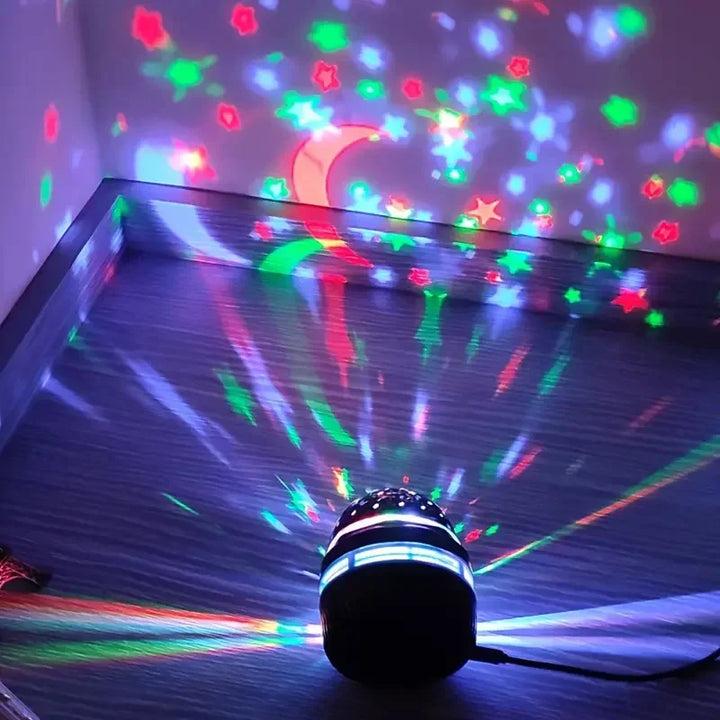 LED star projector night light with rotating galaxy effect