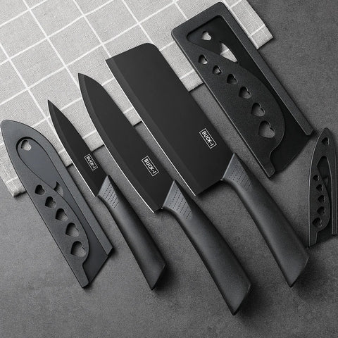 3-piece kitchen knife set with wooden storage block