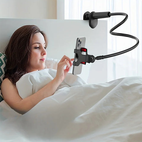 Flexible gooseneck phone holder clamp with long arm