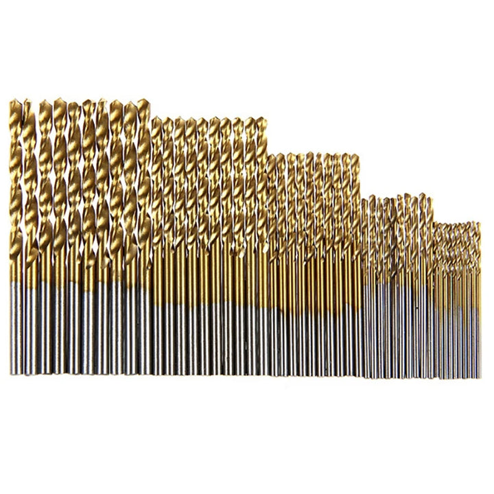 Titanium-coated HSS drill bit set, multiple sizes