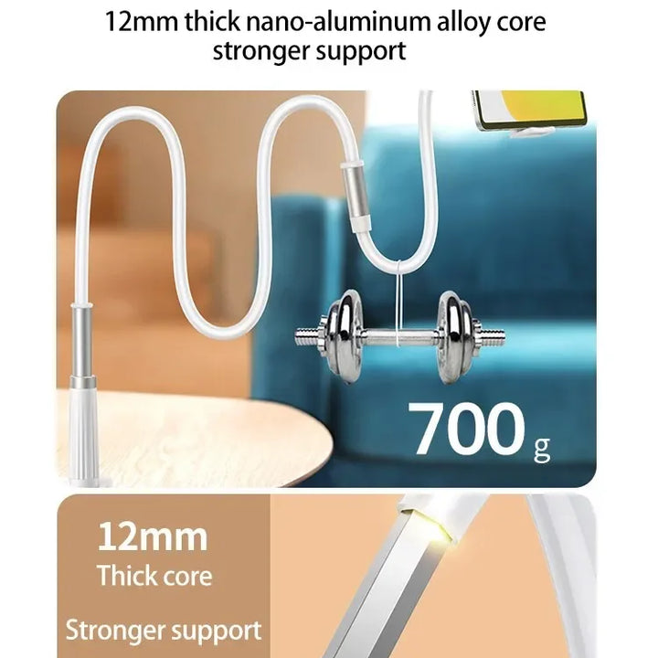 Flexible gooseneck phone holder clamp with long arm