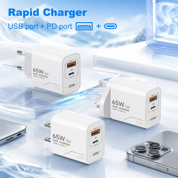 65W GaN dual-port fast wall charger