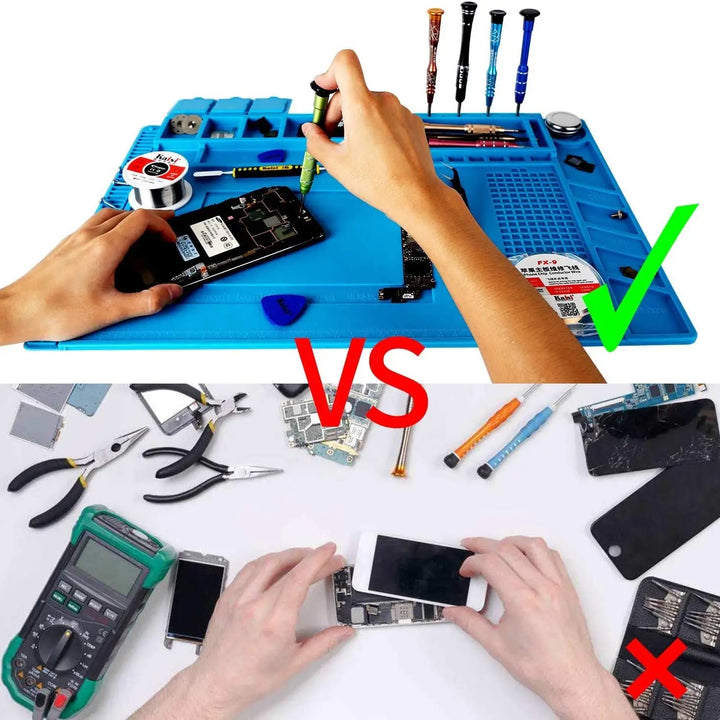 Heat-resistant silicone soldering mat with anti-static surface