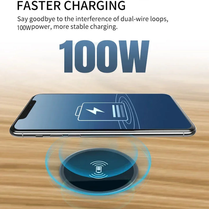 Embedded Desktop Wireless Charger – charging a Samsung phone (view 2)