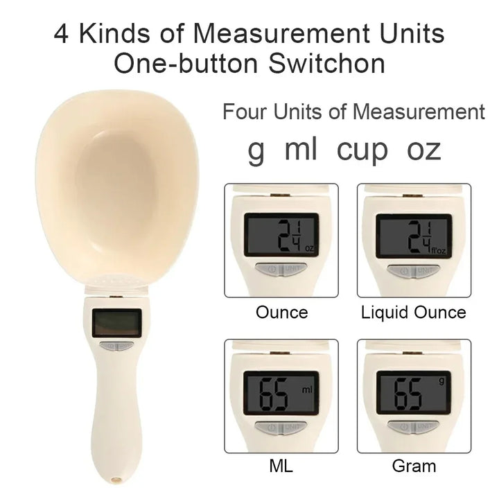 Digital Pet Food Scale with Measuring Scoop – full product view (view 2)