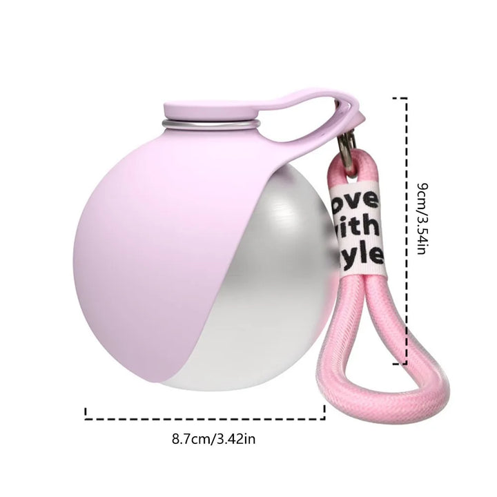 Stainless Steel Dog Water Bottle with Bowl – clipped to leash