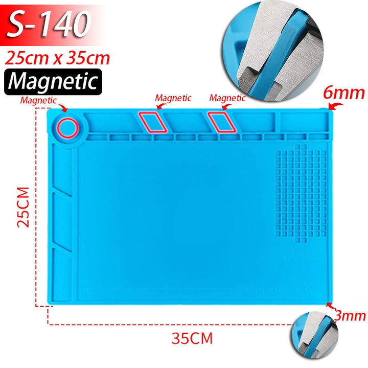 Heat-resistant silicone soldering mat with anti-static surface