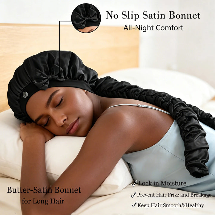 Heatless Curl Satin Bonnet – worn while sleeping (view 2)