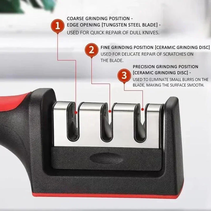 3-in-1 kitchen knife sharpener with ceramic stone