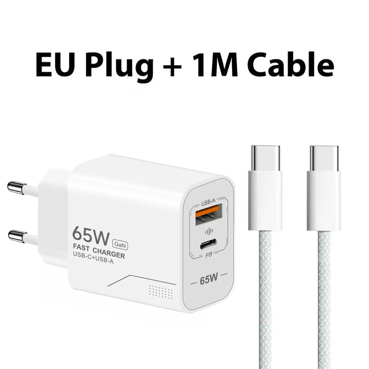 65W GaN Dual-Port Fast Wall Charger
