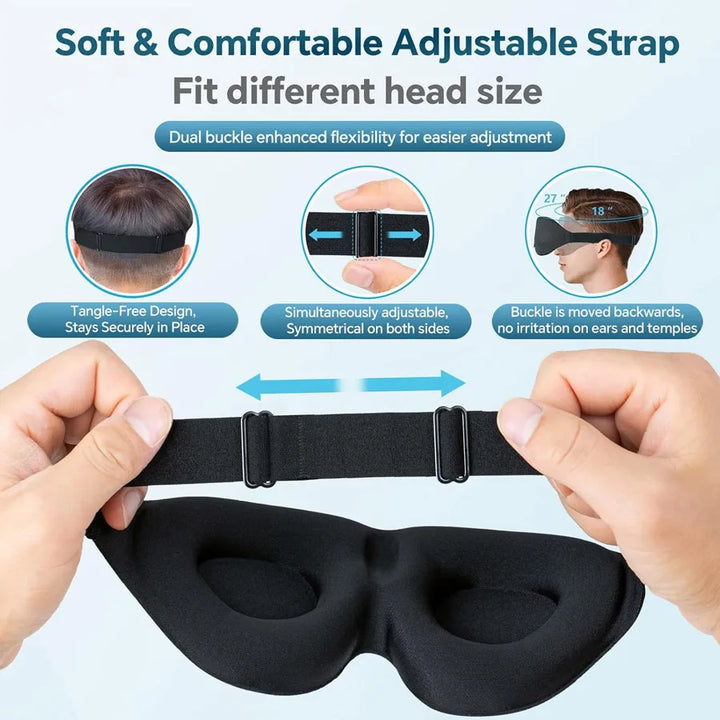3D contoured memory foam sleep mask, light-blocking eye mask