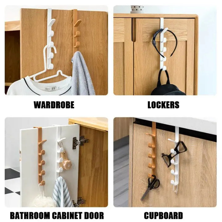 Over-the-door 5-hook storage rack organizer