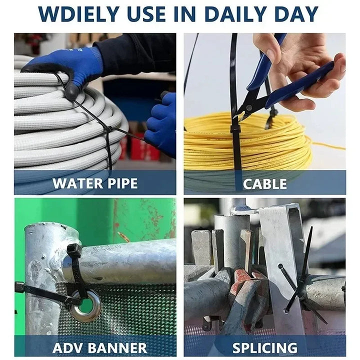 Self-Locking Nylon Cable Ties, Assorted Sizes