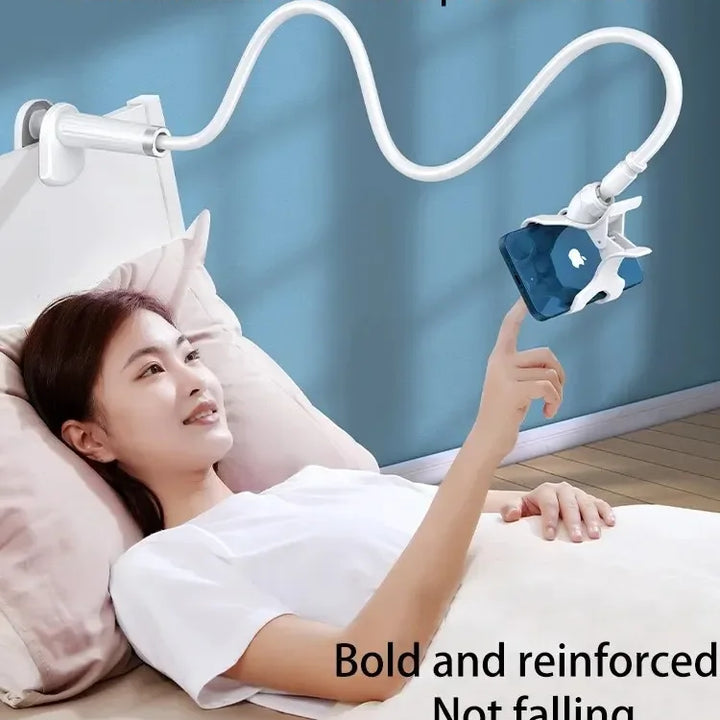 Flexible gooseneck phone holder clamp with long arm