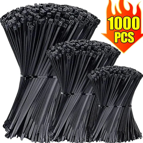 Self-locking nylon cable ties, assorted sizes