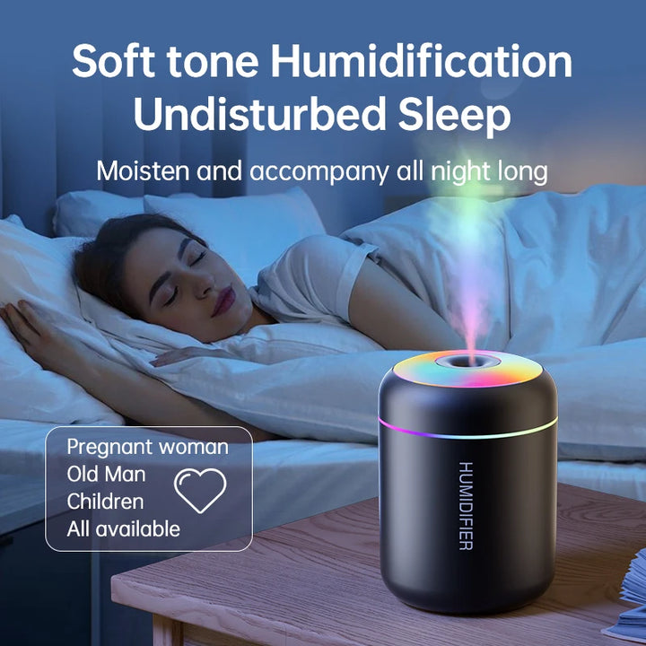 USB mini humidifier and aroma diffuser with light