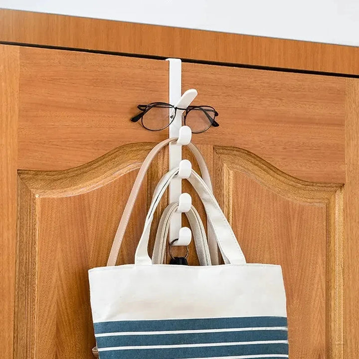 Over-the-door 5-hook storage rack organizer
