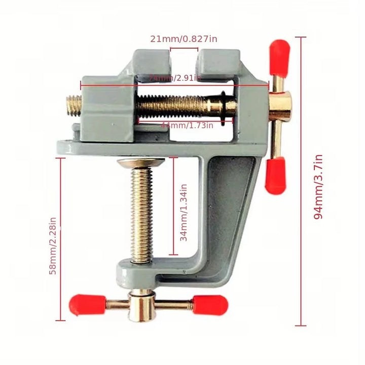 Mini aluminum bench vise clamp for hobby and craft work