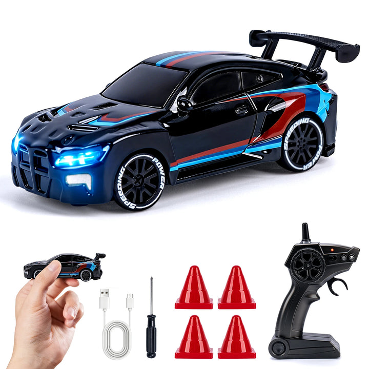 1/64 Scale High-Speed Drift RC Car – LED lights on (view 3)