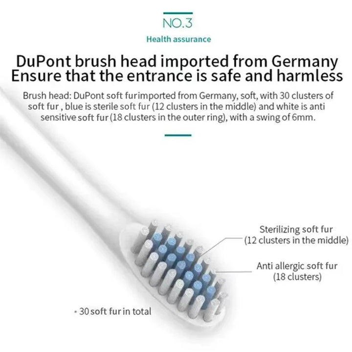 Rechargeable electric toothbrush with 6 cleaning modes