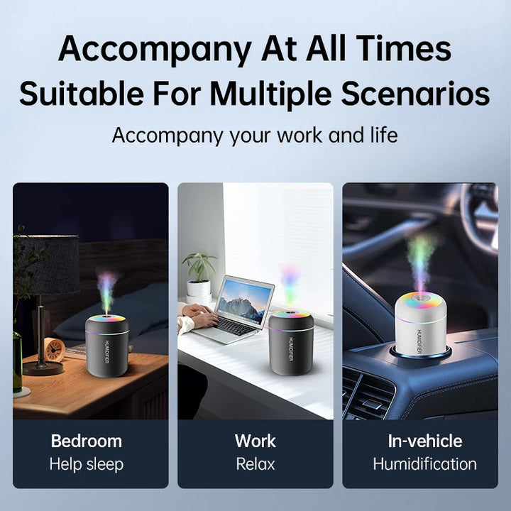 USB mini humidifier and aroma diffuser with light