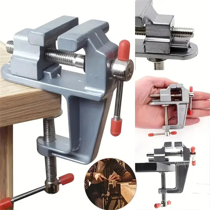 Mini aluminum bench vise clamp for hobby and craft work