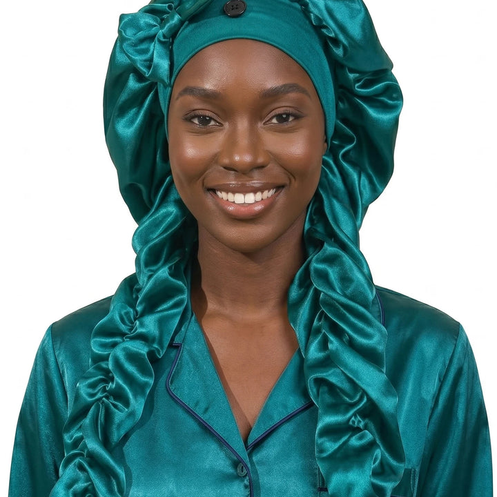 Heatless Curl Satin Bonnet – worn while sleeping (view 3)