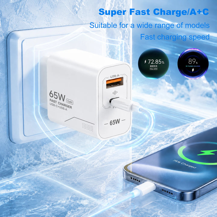 65W GaN dual-port fast wall charger