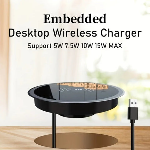 Embedded Desktop Wireless Charger – flush desk installation